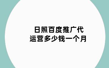 日照百度推广代运营多少钱一个月