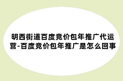 明西街道百度竞价包年推广代运营-百度竞价包年推广是怎么回事