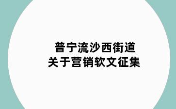 普宁流沙西街道关于营销软文征集