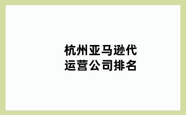 杭州亚马逊代运营公司排名