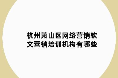 杭州萧山区网络营销软文营销培训机构有哪些