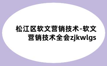 松江区软文营销技术-软文营销技术全会zjkwlgs