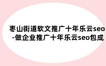 枣山街道软文推广十年乐云seo-做企业推广十年乐云seo包成功