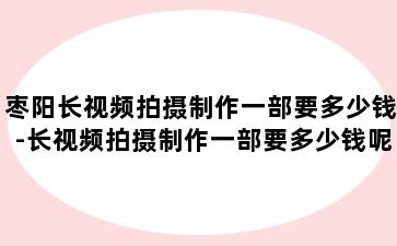 枣阳长视频拍摄制作一部要多少钱-长视频拍摄制作一部要多少钱呢