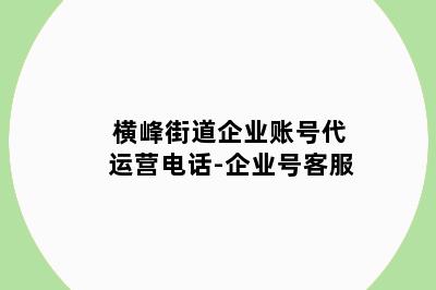 横峰街道企业账号代运营电话-企业号客服