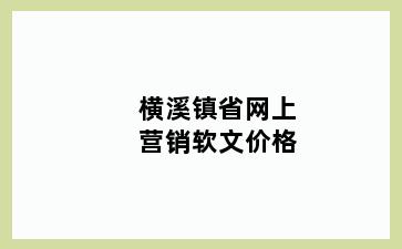 横溪镇省网上营销软文价格