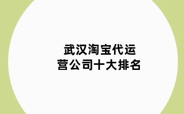 武汉淘宝代运营公司十大排名