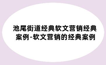 池尾街道经典软文营销经典案例-软文营销的经典案例