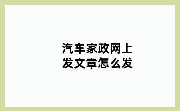 汽车家政网上发文章怎么发