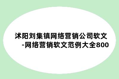 沭阳刘集镇网络营销公司软文-网络营销软文范例大全800