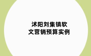 沭阳刘集镇软文营销预算实例