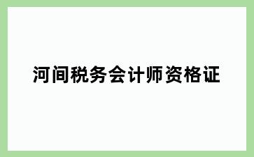 河间税务会计师资格证