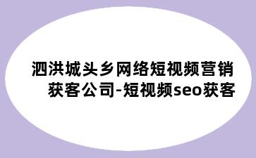 泗洪城头乡网络短视频营销获客公司-短视频seo获客