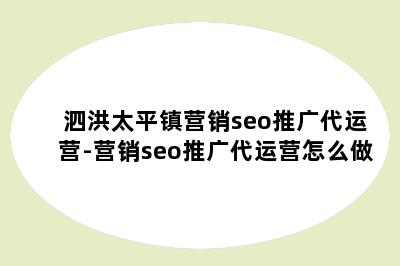 泗洪太平镇营销seo推广代运营-营销seo推广代运营怎么做