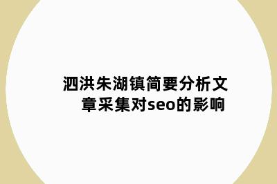 泗洪朱湖镇简要分析文章采集对seo的影响