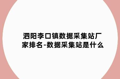 泗阳李口镇数据采集站厂家排名-数据采集站是什么