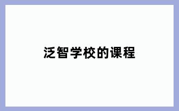 泛智学校的课程