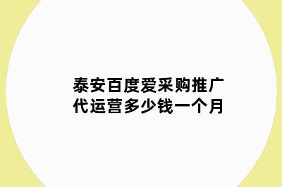 泰安百度爱采购推广代运营多少钱一个月