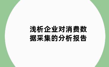 浅析企业对消费数据采集的分析报告