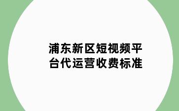 浦东新区短视频平台代运营收费标准