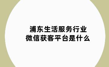 浦东生活服务行业微信获客平台是什么