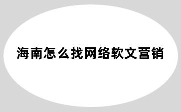 海南怎么找网络软文营销