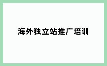 海外独立站推广培训