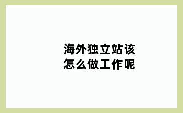 海外独立站该怎么做工作呢