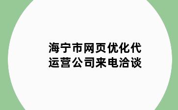 海宁市网页优化代运营公司来电洽谈