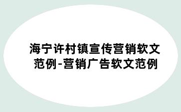 海宁许村镇宣传营销软文范例-营销广告软文范例