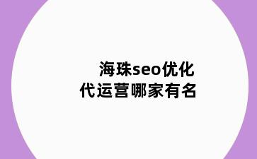 海珠seo优化代运营哪家有名