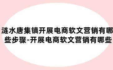 涟水唐集镇开展电商软文营销有哪些步骤-开展电商软文营销有哪些步骤呢