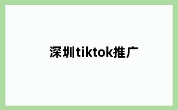 深圳tiktok推广