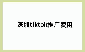 深圳tiktok推广费用