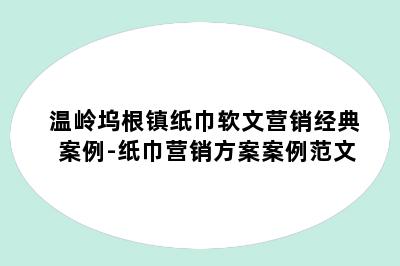 温岭坞根镇纸巾软文营销经典案例-纸巾营销方案案例范文