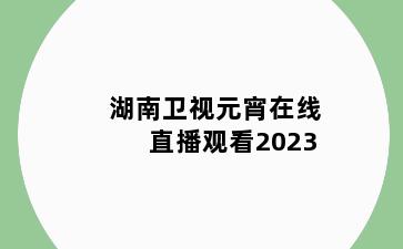 湖南卫视元宵在线直播观看2023