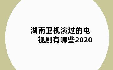 湖南卫视演过的电视剧有哪些2020