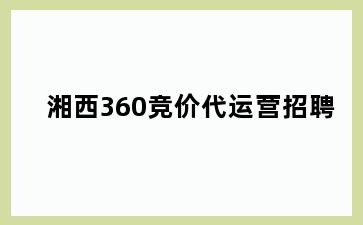 湘西360竞价代运营招聘