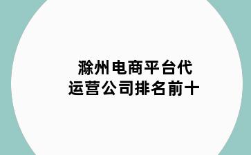 滁州电商平台代运营公司排名前十