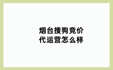 烟台搜狗竞价代运营怎么样