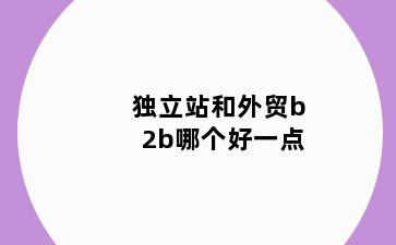 独立站和外贸b2b哪个好一点