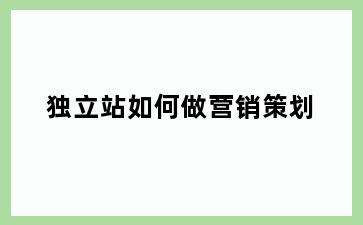 独立站如何做营销策划