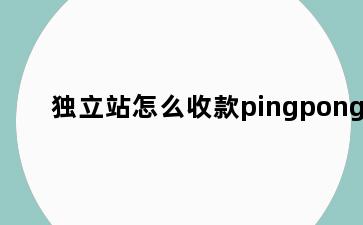 独立站怎么收款pingpong