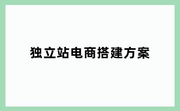 独立站电商搭建方案