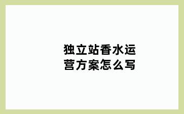 独立站香水运营方案怎么写