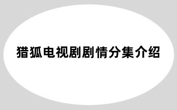 猎狐电视剧剧情分集介绍