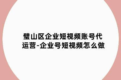 璧山区企业短视频账号代运营-企业号短视频怎么做