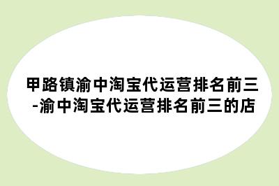 甲路镇渝中淘宝代运营排名前三-渝中淘宝代运营排名前三的店