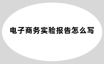 电子商务实验报告怎么写