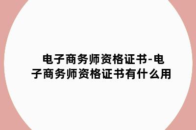 电子商务师资格证书-电子商务师资格证书有什么用